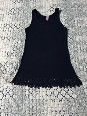 No Boundaries Black Knit Tank Top Embroidered Hem Jr XXL